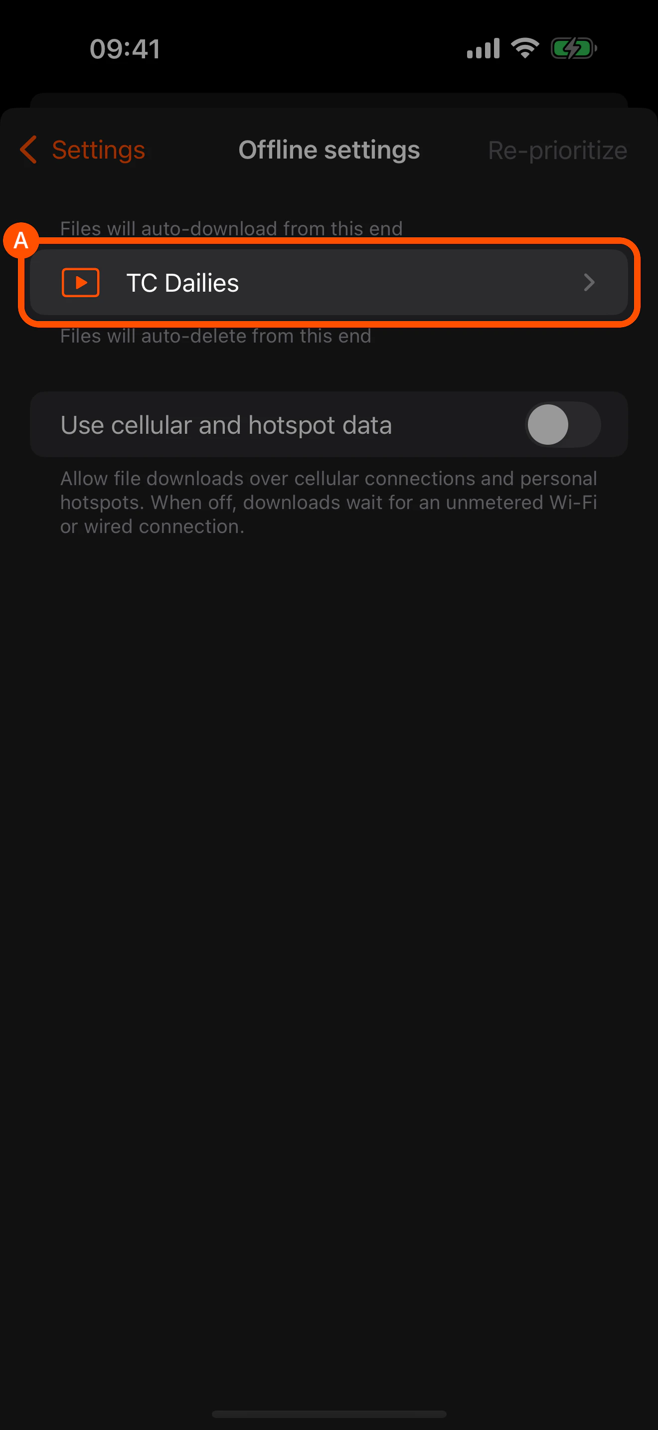Offline settings