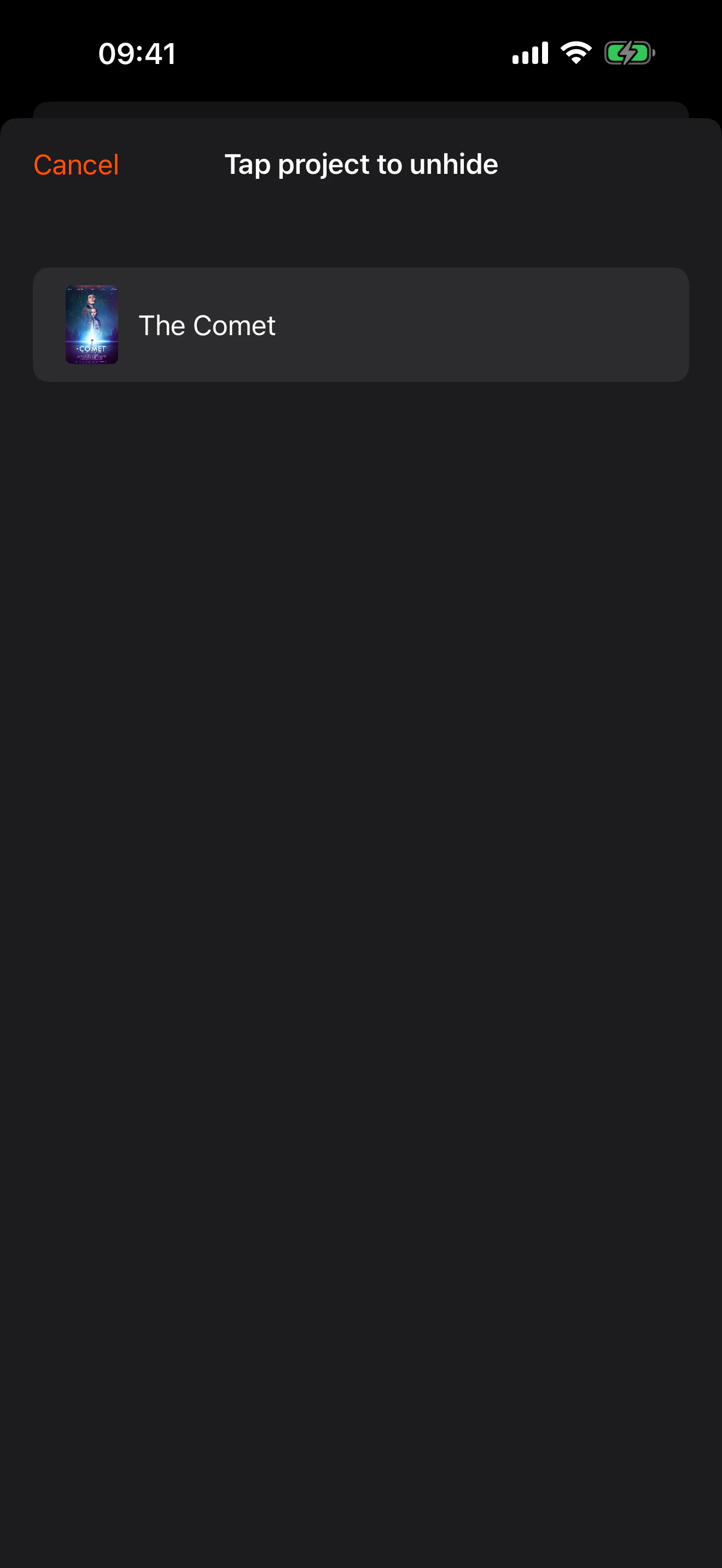 The list of hidden projects
