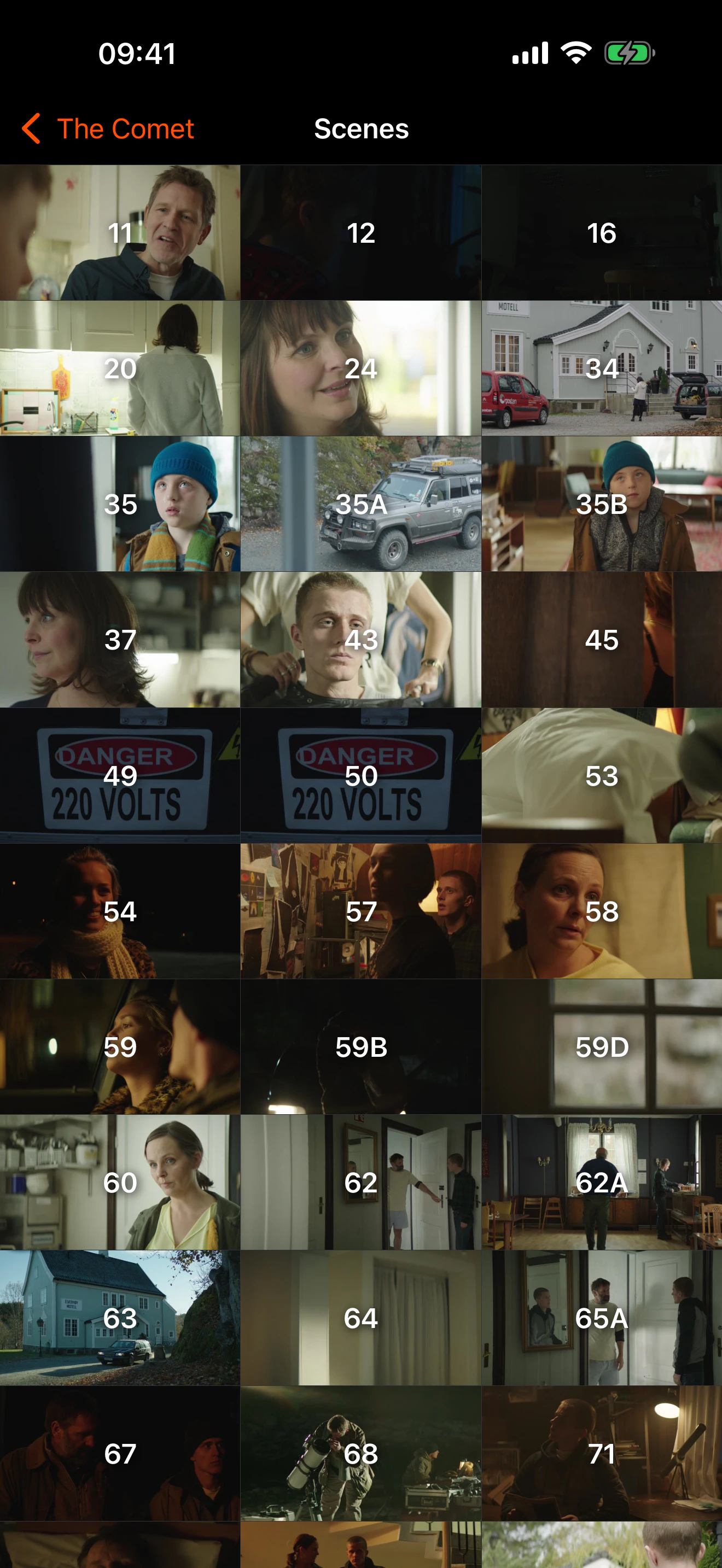 Scene list with poster frames